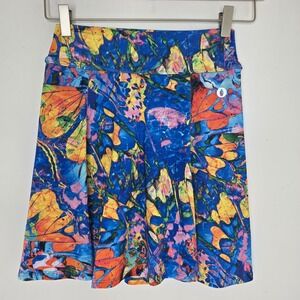 Dona Jo Skort Tennis Pickleball Size 1 Small Multi Color Abstract Butterfly Wing